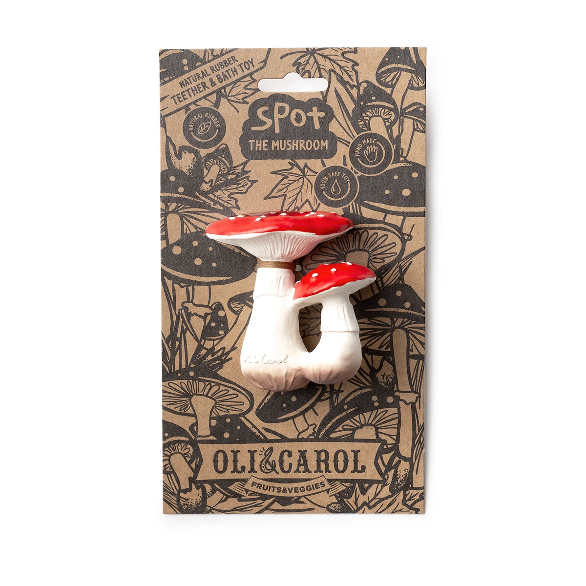Oli&Carol Natural Rubber Teething Toy Spot the Mushroom
