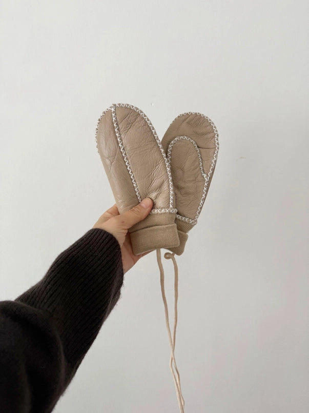 Billy Bamboo Kids Shearling Mittens Cream