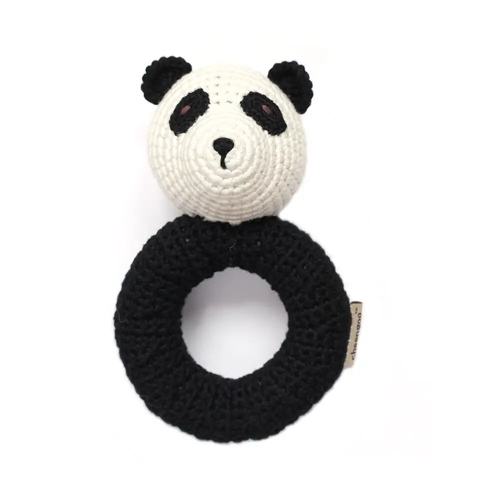 Cheengoo Panda Ring Hand Crocheted Rattle