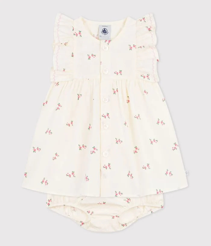 Petit Bateau Baby Dress With Bloomers Milk