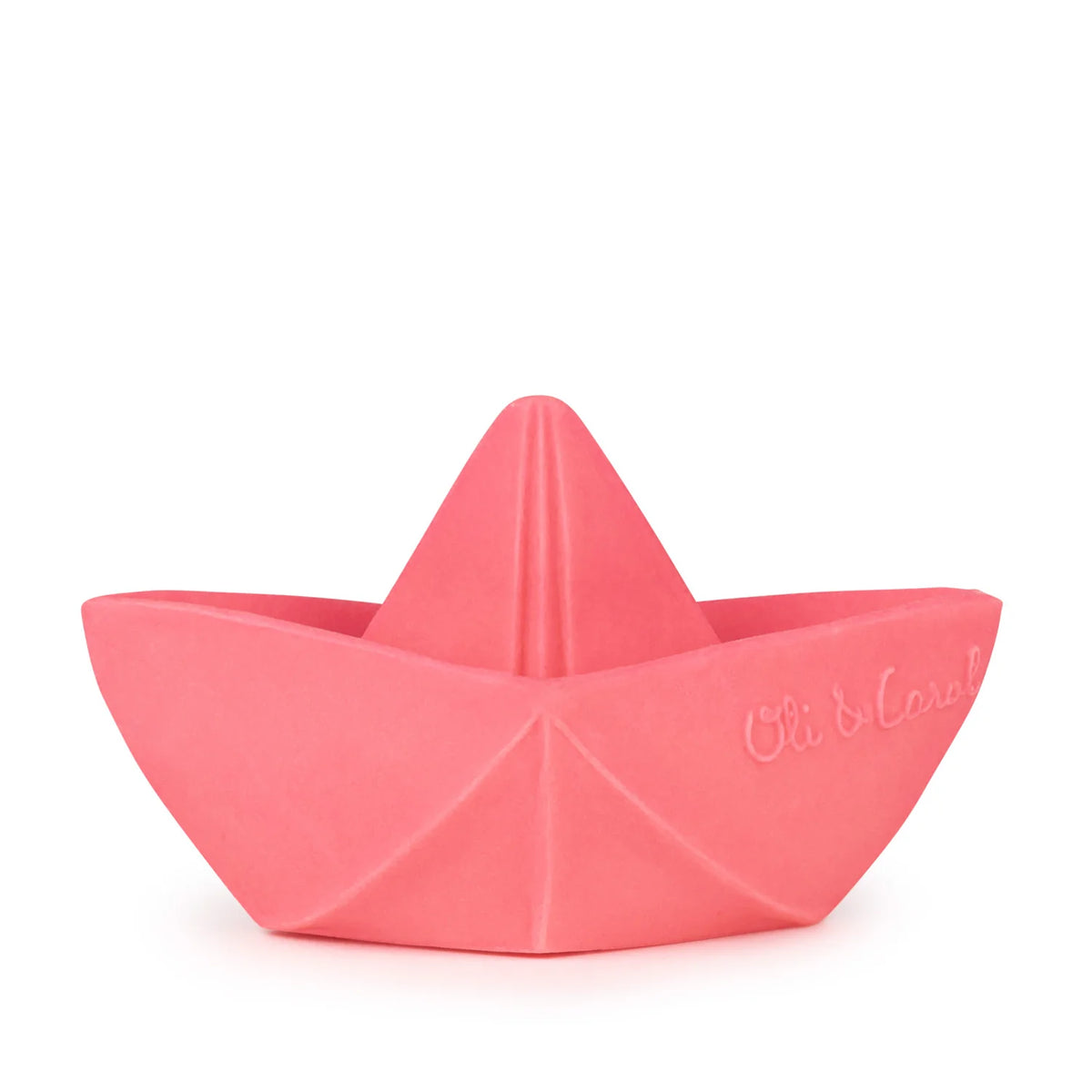Oli&Carol Natural Rubber Bath Toy Origami Boat Pink