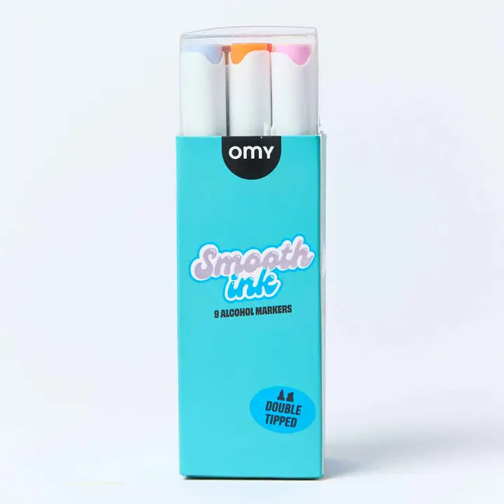 Omy Set Of 9 Smooth Ink Alcohol Markers