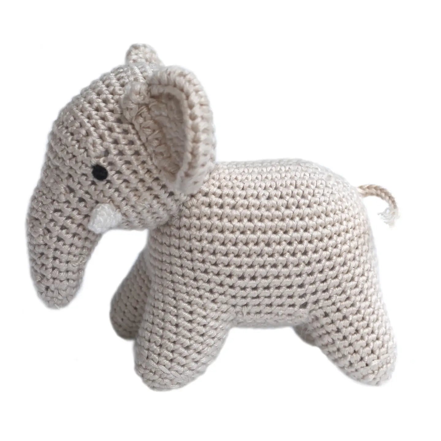 Cheengoo Standing Cream Elephant Crocheted Rattle