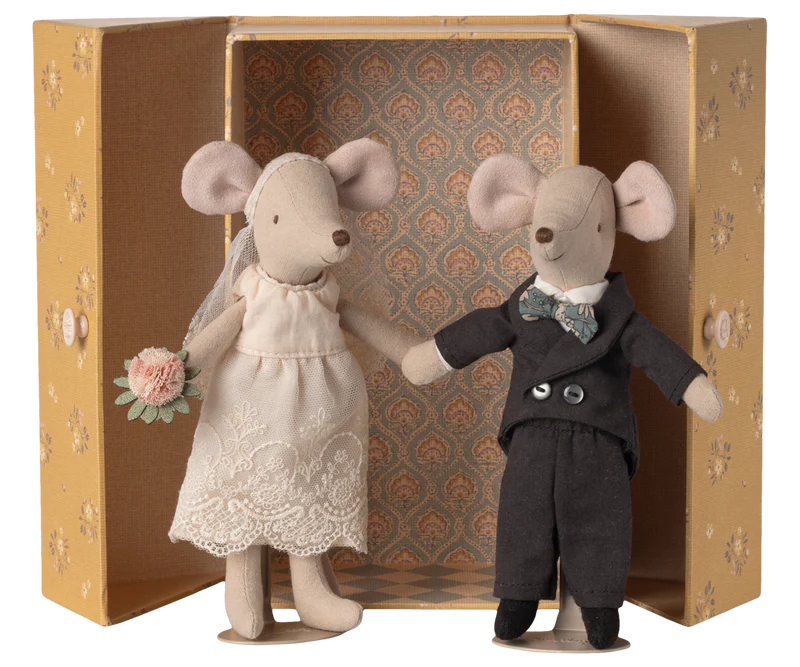 Maileg Toy Wedding mice couple in box, Mum and dad