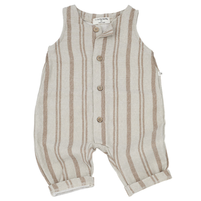 1+ In The Family Baby And Child Ciro Jumpsuit Cream With Biscotto Stripes