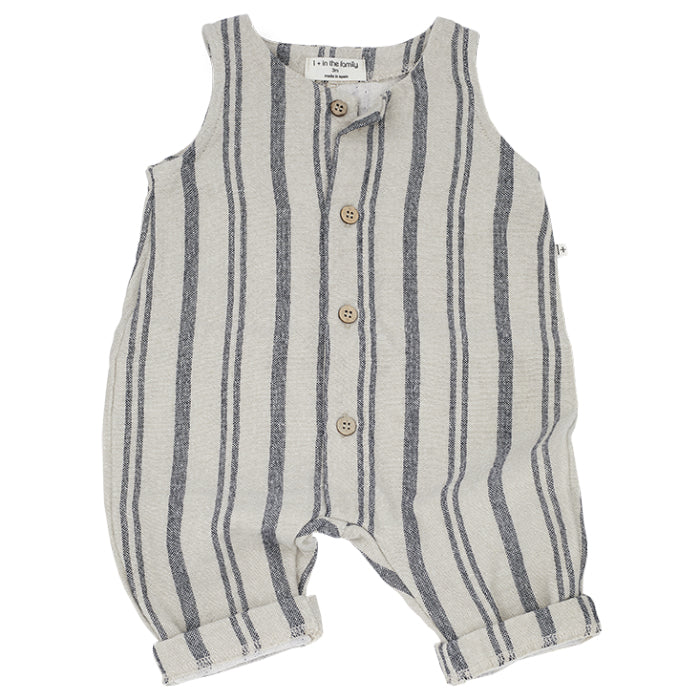 1+ In The Family Baby And Child Ciro Jumpsuit Cream With Blue-Notte Stripes