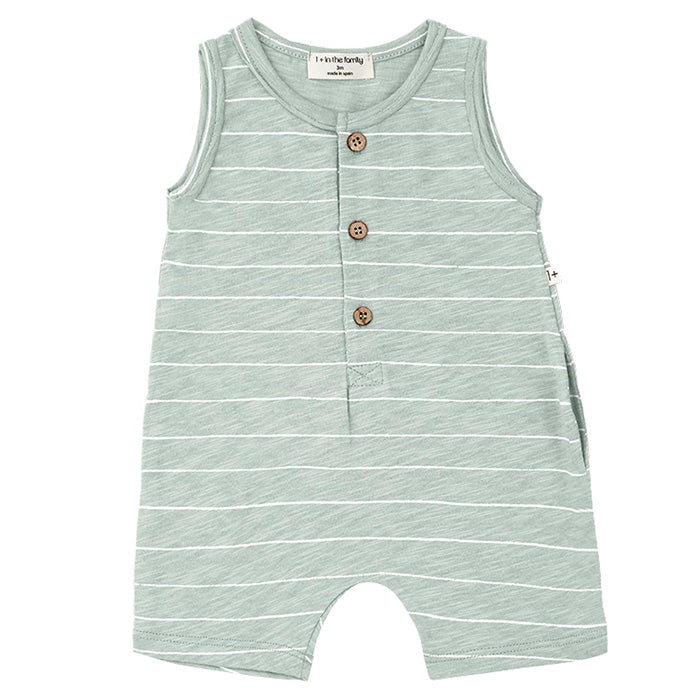 1+ In The Family Baby And Child Dan Romper Pool Green Stripes