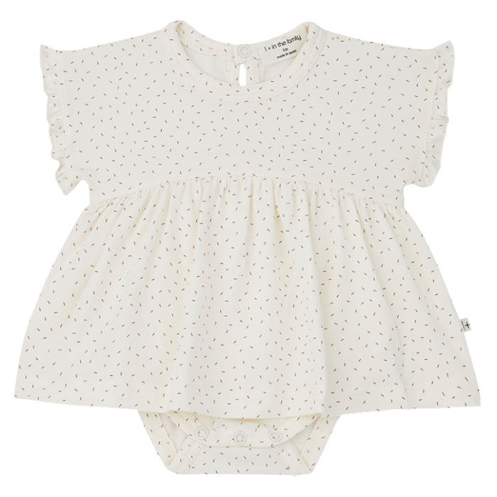1+ In The Family Baby Layette Gala Dress Cream With Dashes