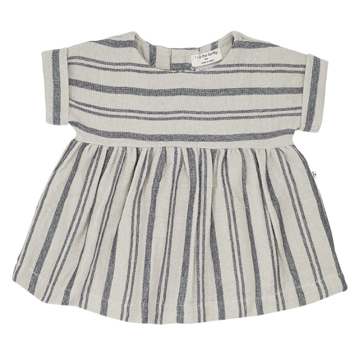 1+ In The Family Baby And Child Josephine Dress Cream With Blue-Notte Stripes