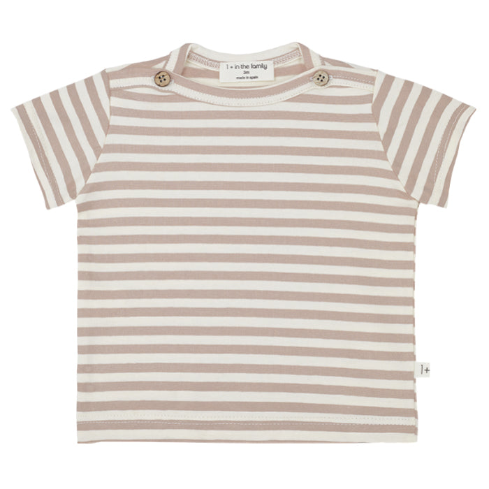 1+ In The Family Baby And Child Ken T-shirt Rose Pink Stripes
