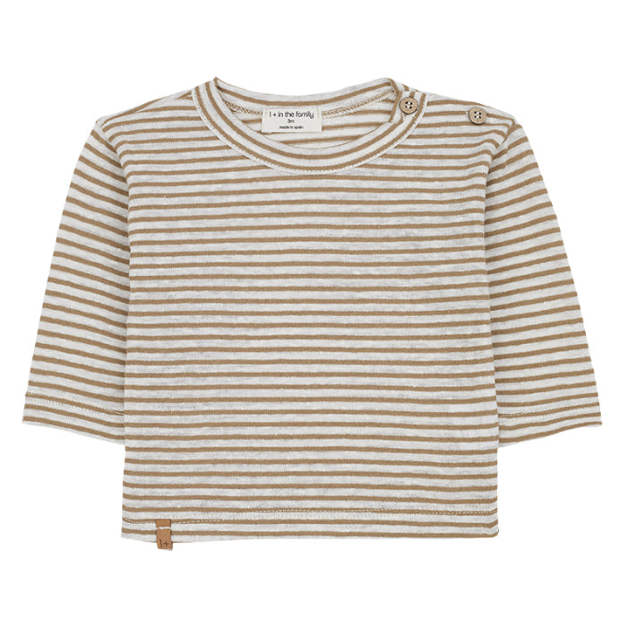 1+ In The Family Baby And Child Mikel T-shirt Biscotto Brown Stripes