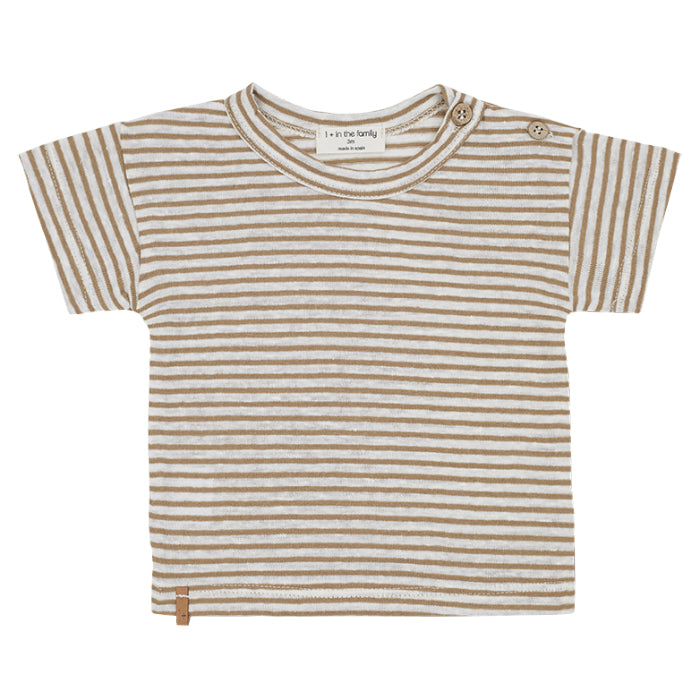 1+ In The Family Baby And Child Victor T-shirt Biscotto Brown Stripes