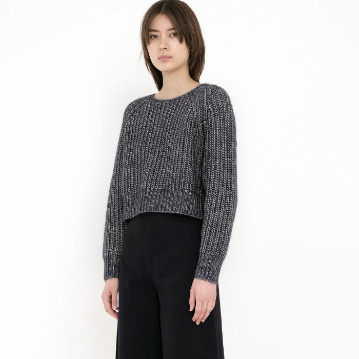 7115 By Szeki Woman Chunky Cropped Sweater Frizzy Black