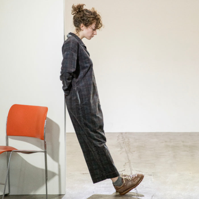 Album Di Famiglia Woman Tartan Velvet Jumpsuit Grey