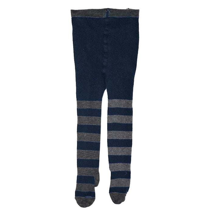 Tights in navy blue and grey wide stripes.
