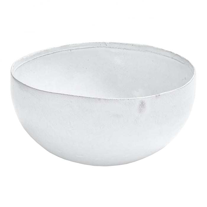 Round ceramic bowl with a milky white glaze.