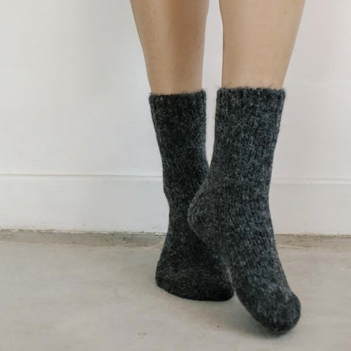 Bare Knitwear Woman House Socks Charcoal Grey