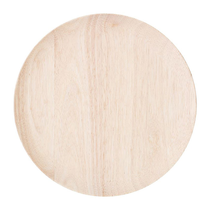 Light wood circular serving platter.