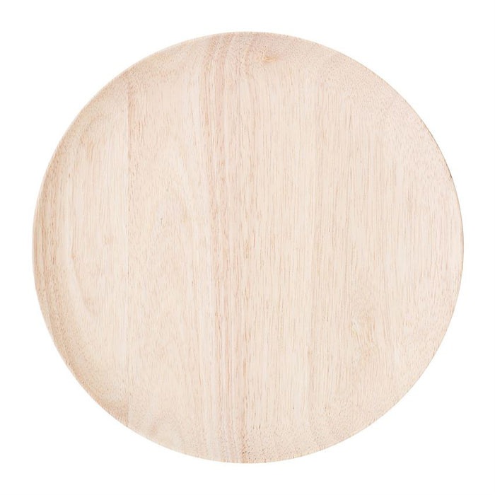 Light wood circular serving platter.