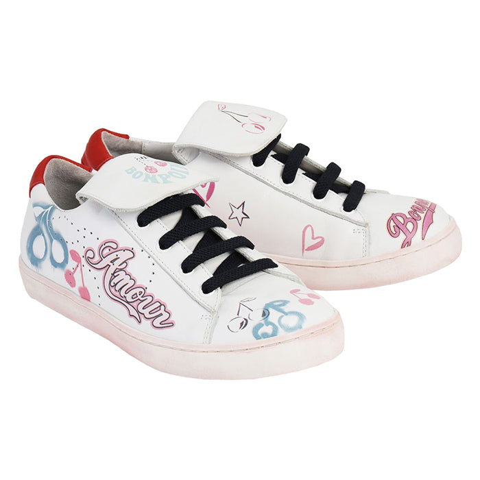 Bonpoint Child Sneakers White With Multicoloured Cherry Print