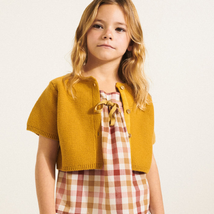 Bonpoint Child Andrea Cardigan Sweater Honey Yellow