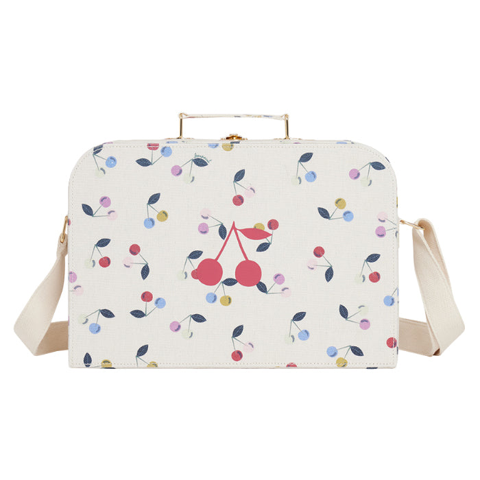 Bonpoint Child Arana Suitcase Bag Ivory White With Cherry Print