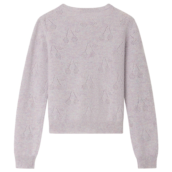 Pointelle Knit Long Sleeved T-shirt - Lilac