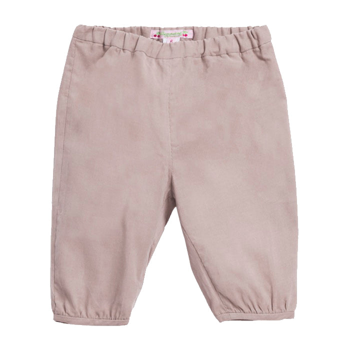 Pink corduroy pull on cropped pants.
