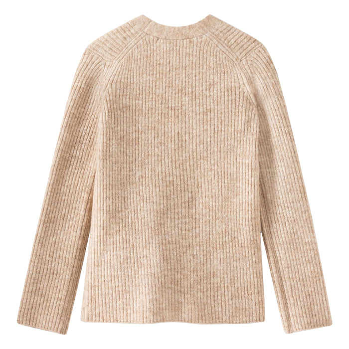 Bonpoint Child Ribbed Cardigan Beige