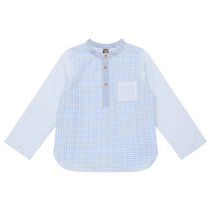 Bonton Child Edgar Shirt With Pinstripe and Check Print