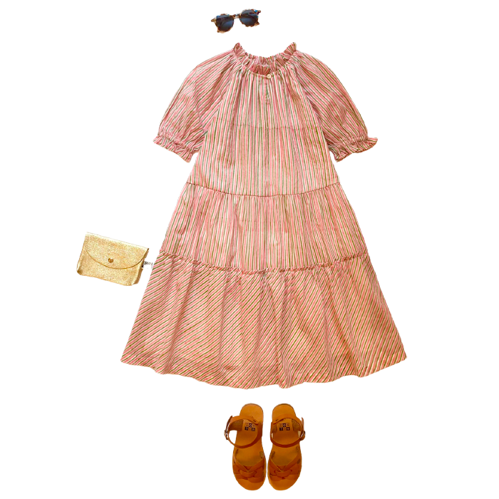 Bonton Child Emy Dress Pink Stripes