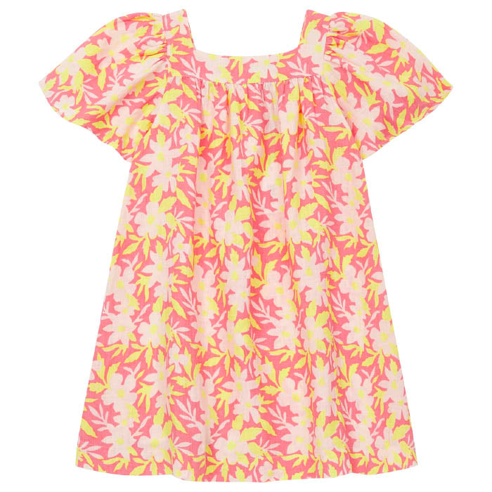 Bonton Child Nopales Dress With Floral Print Tamaris Rose Pink
