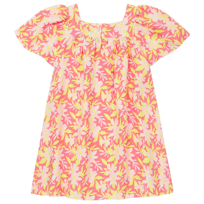 Bonton Child Nopales Dress With Floral Print Tamaris Rose Pink