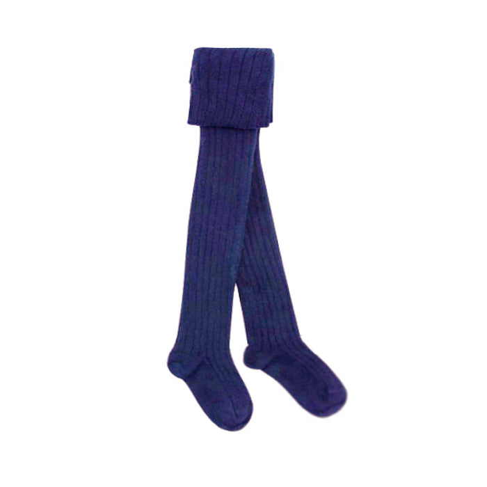 Blue ribbed knit tights.