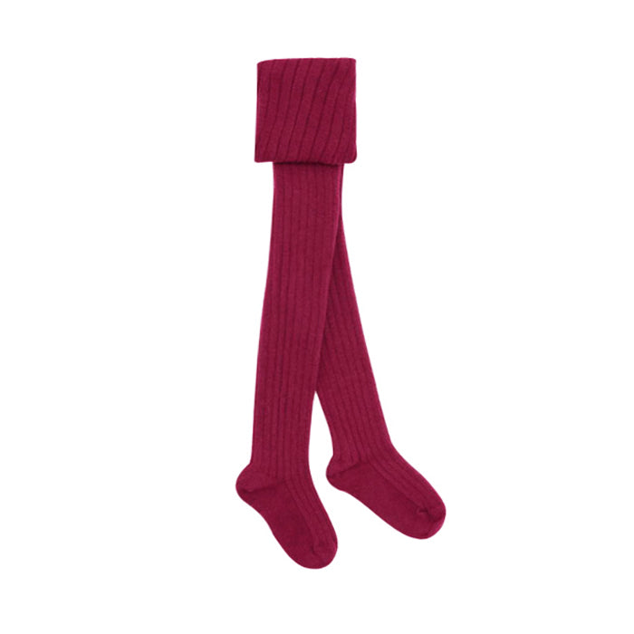 Red ribbed knit tights.