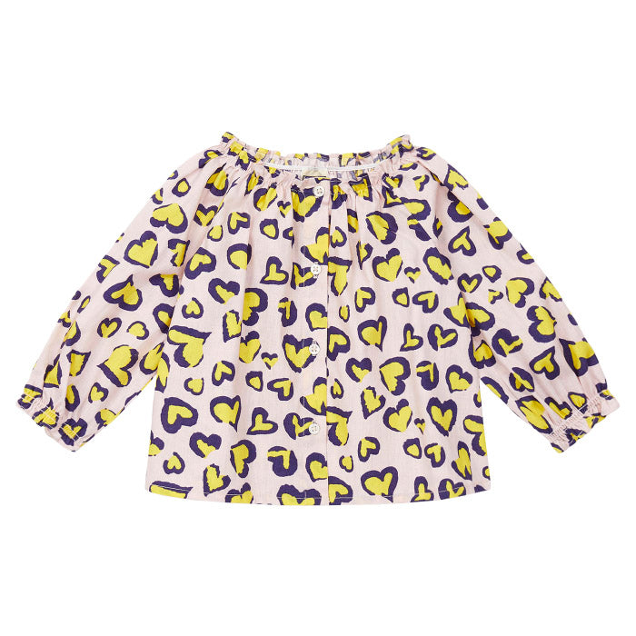 Bonton Baby Reina Blouse Yellow Heart Leopard Print