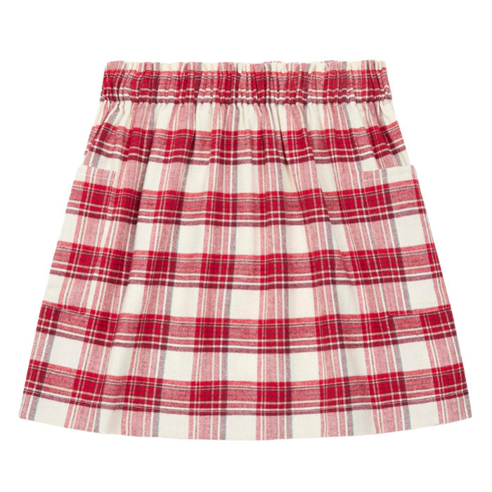 Bonton Child Ruche Skirt Red Plaid