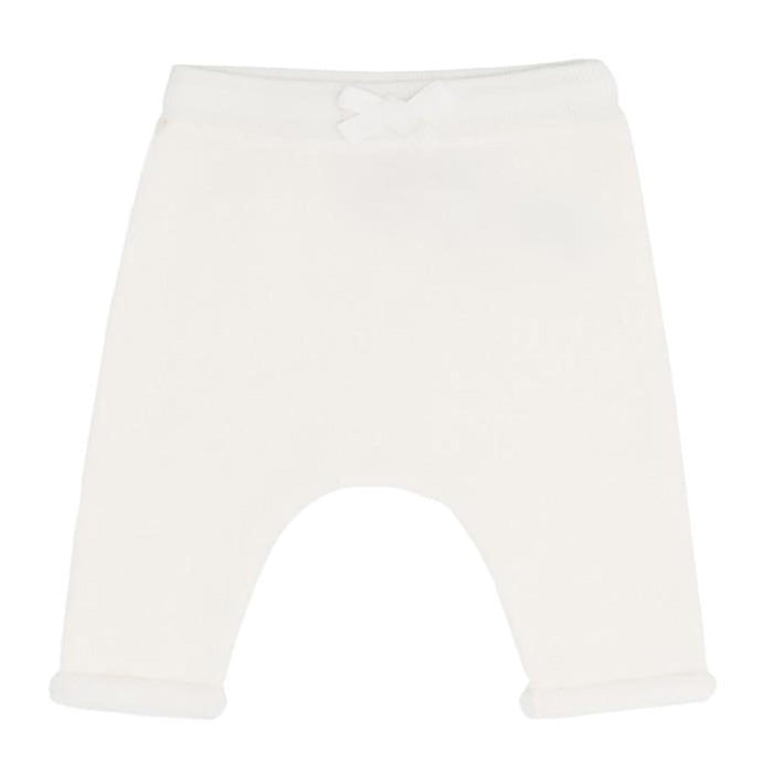 White harem sweatpants with a drawstring.