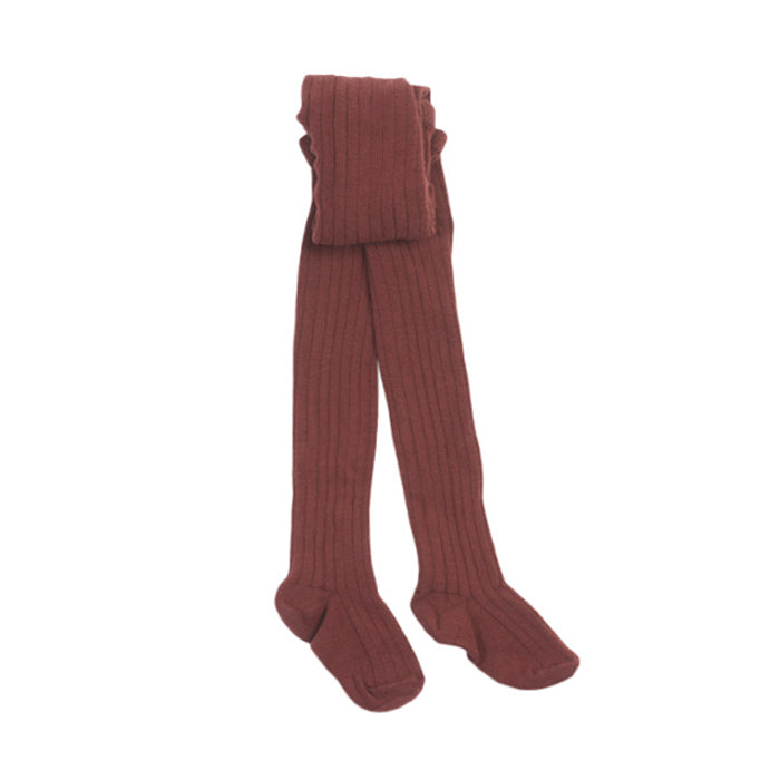 Brown ribbed knit tights.