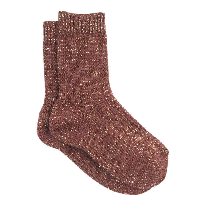 Socks in brown with gold lurex.