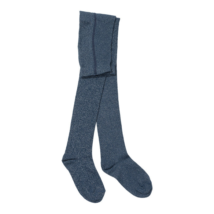 Blue lurex tights.