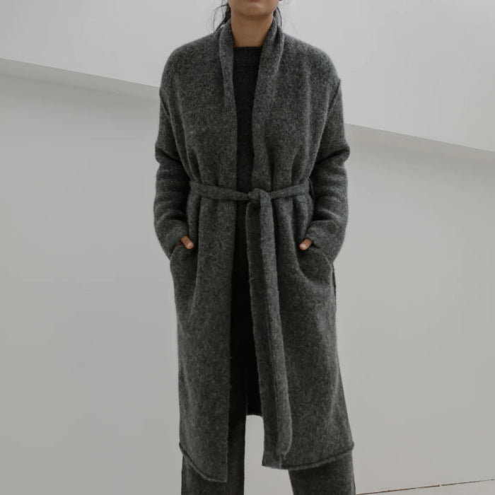 Bare Knitwear Woman Felted Wrap Coat Ash Grey