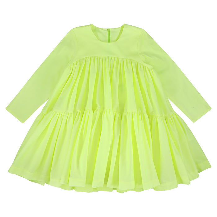 Caroline Bosmans Child Bubi Tiered Dress Neon Yellow