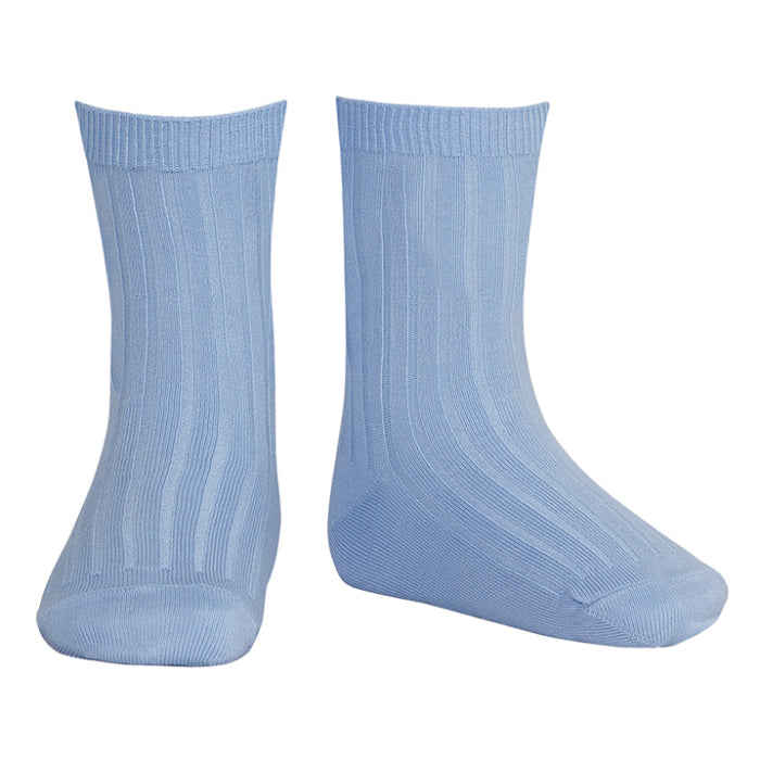 Condor Baby And Child Basic Rib Short Socks Bluish Blue
