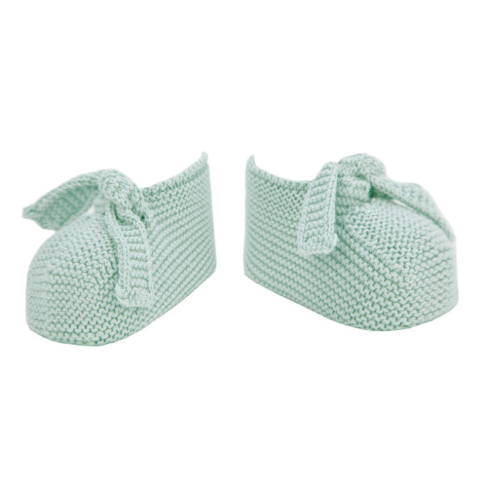 Condor Baby Garter Stitch Booties With Knot Sea Mist Green