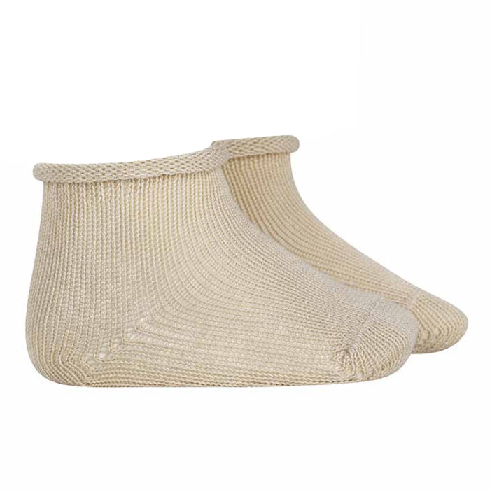 Condor Baby Perle Socks With Rolled Cuff Linen Beige
