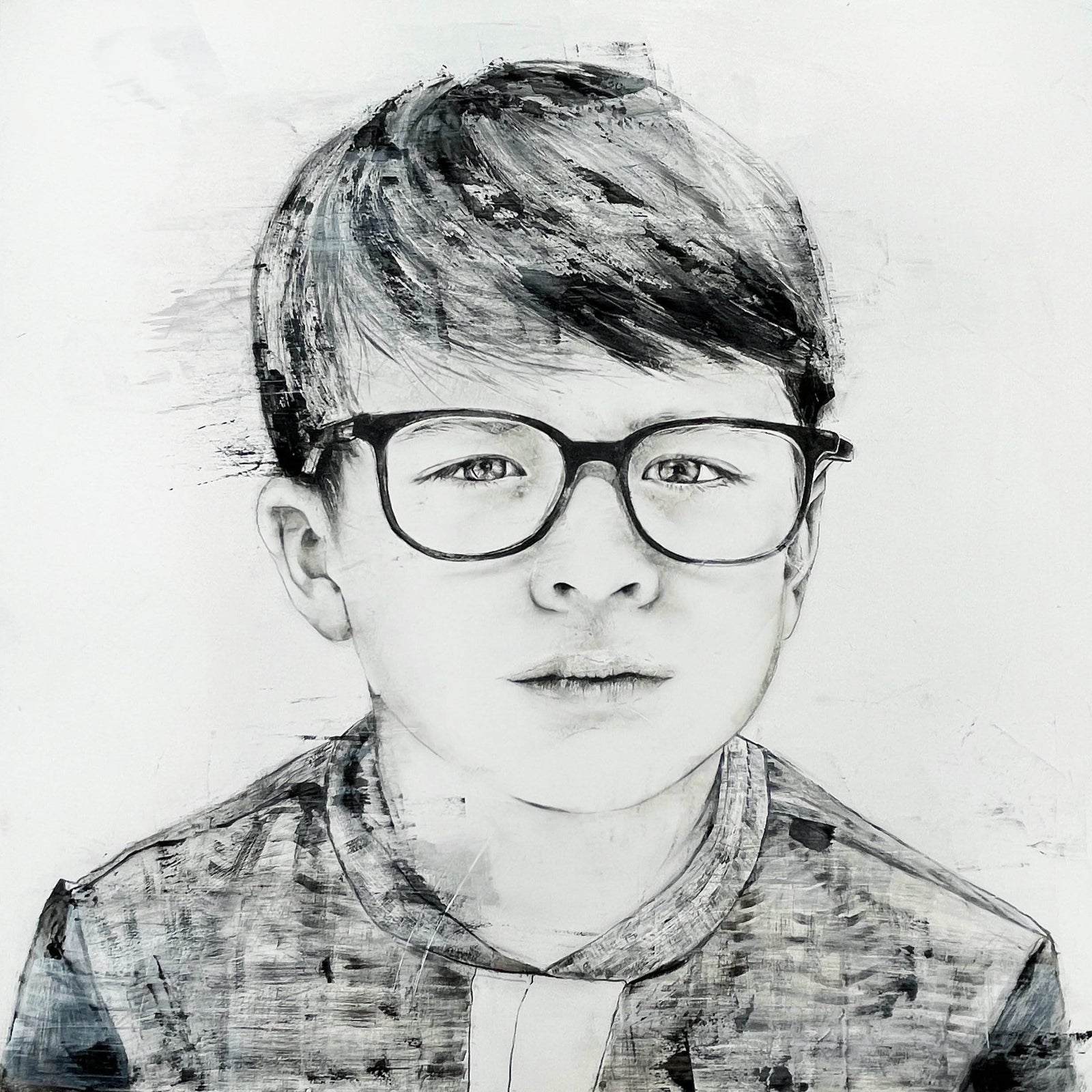 Elizabeth Dyer - Black & White Oil on Plaster Commissioned Painting