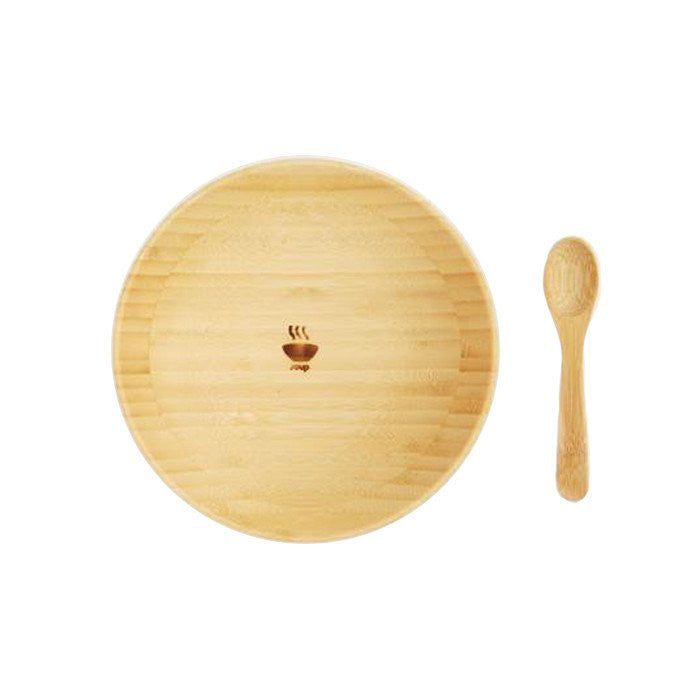 Bamboo bowl and spoon for toddlers.