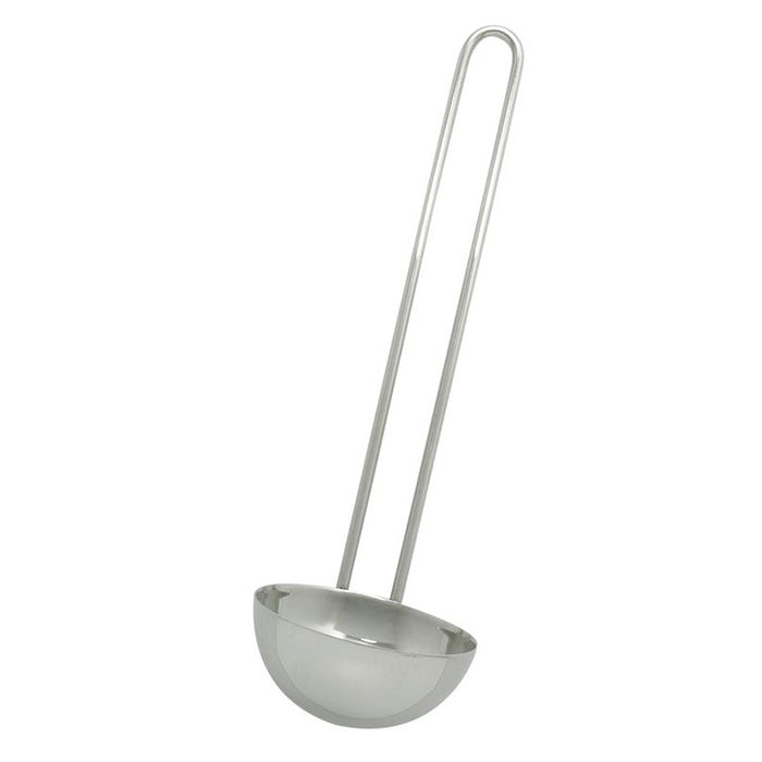 Silver metal toy ladle.