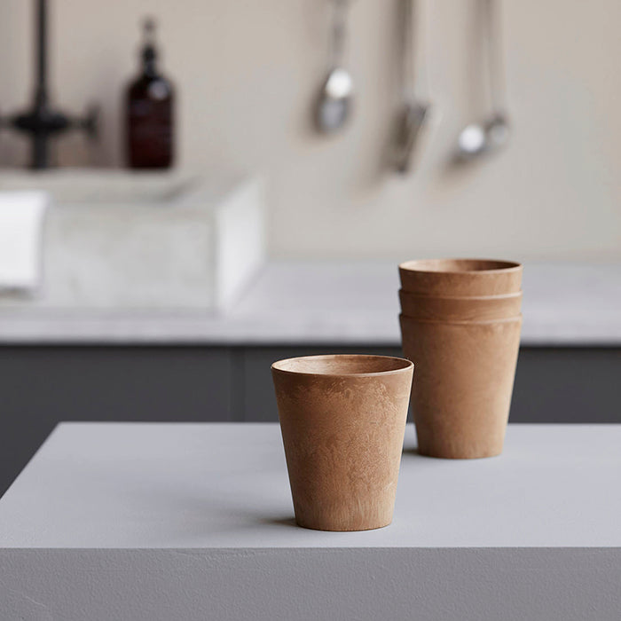 House Doctor Set Of Four Resin Cups Matte Earth Brown